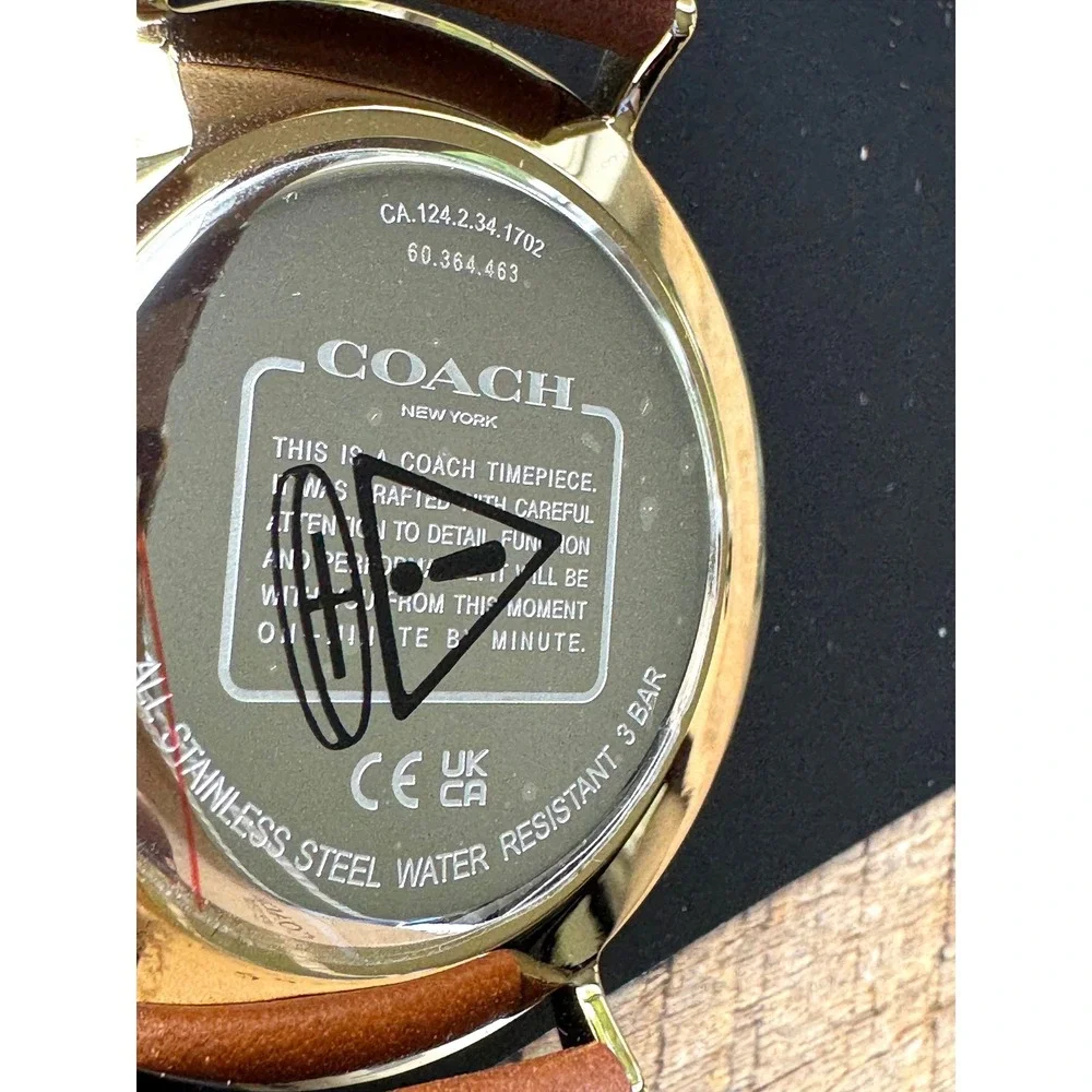 Coach Charles Gold Dial Watch with a Brown Leather Strap (Model 14602433)